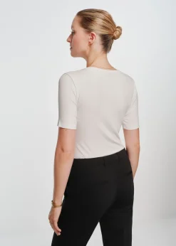 T-shirt kremowy damski basic