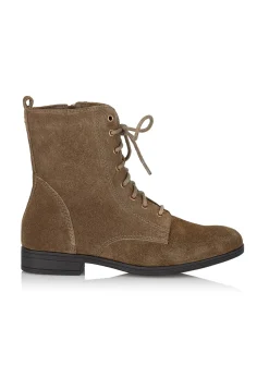 Zamszowe botki damskie w kolorze khaki