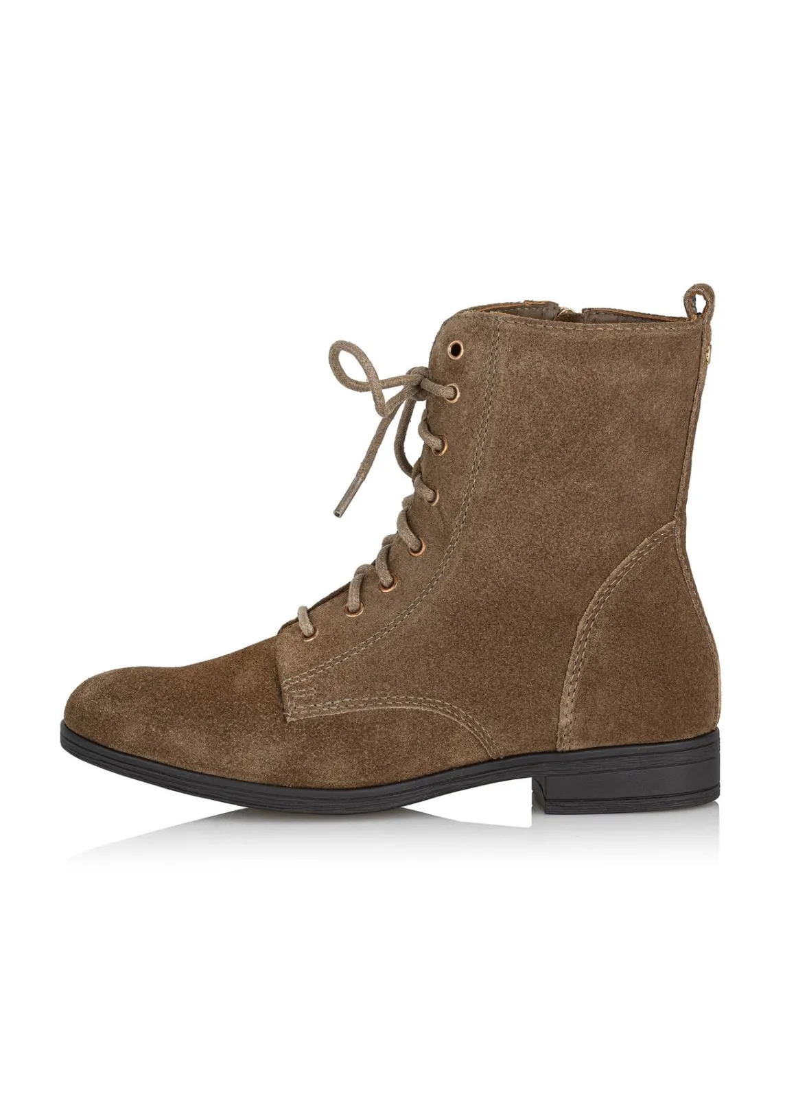 Zamszowe botki damskie w kolorze khaki