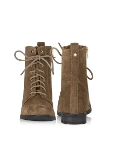 Zamszowe botki damskie w kolorze khaki