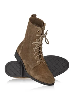 Zamszowe botki damskie w kolorze khaki
