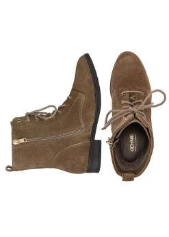 Zamszowe botki damskie w kolorze khaki